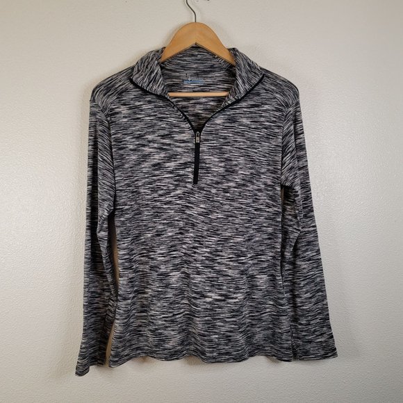 Columbia Tops - Columbia Women's 1/2 Zip Long Sleeve Pullover Space Dye Black Grey XL